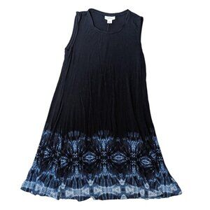 Style & Co loose fit sheath midi dress with blue indigo tie dye detail Size S